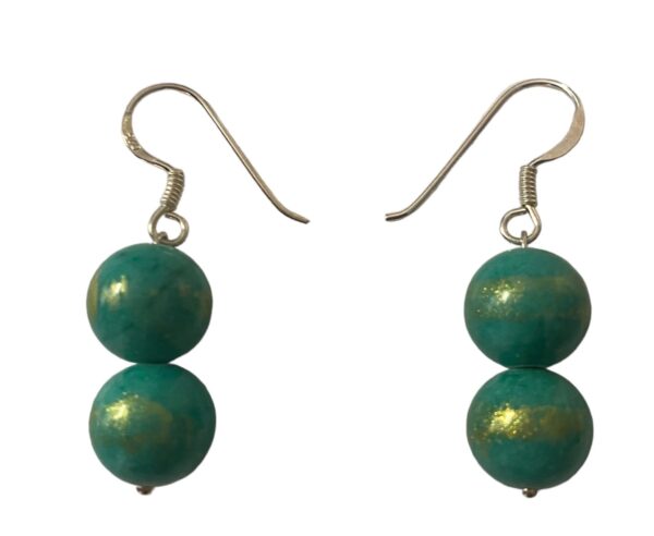 Green Lapis Lazulli bead earrings