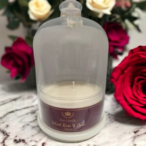 Velvet Rose and Oud Soyt Candle 400gr in a Tall Glass candle Holder .jpg